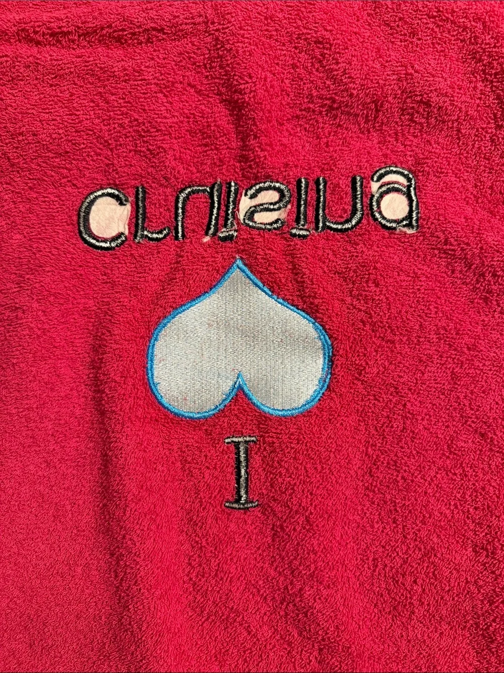 I ♥ Cruising Hot Pink  Embroidered Beach Towel Features plush Texture NWOT